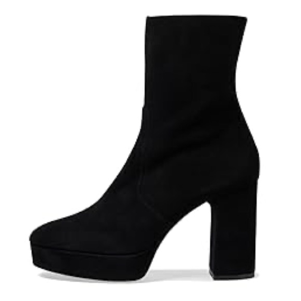 Stuart Weitzman black suede Shorty platform heel calf boots - size 8.5